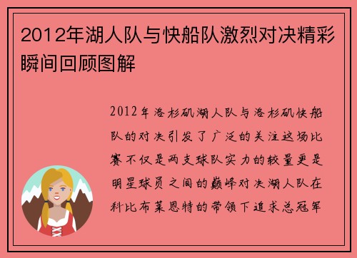 2012年湖人队与快船队激烈对决精彩瞬间回顾图解